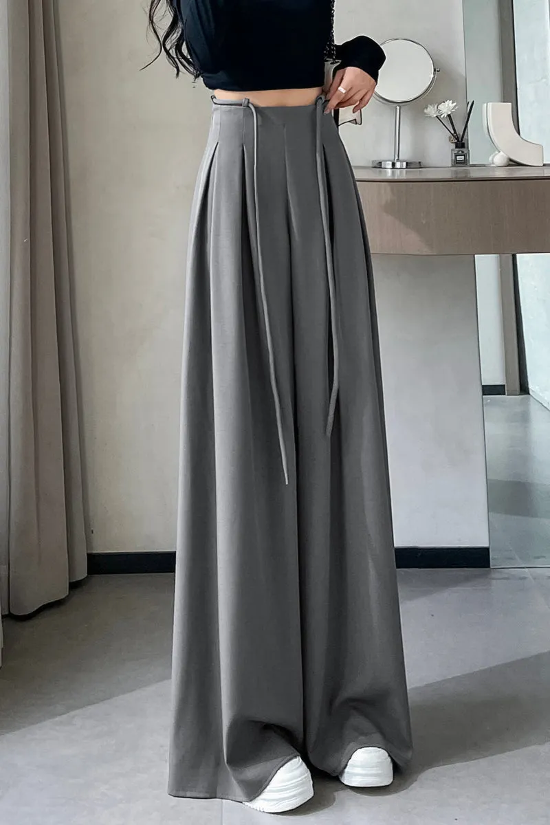 Comfortable Wide-Leg Trousers with Drawstring Waist for Women