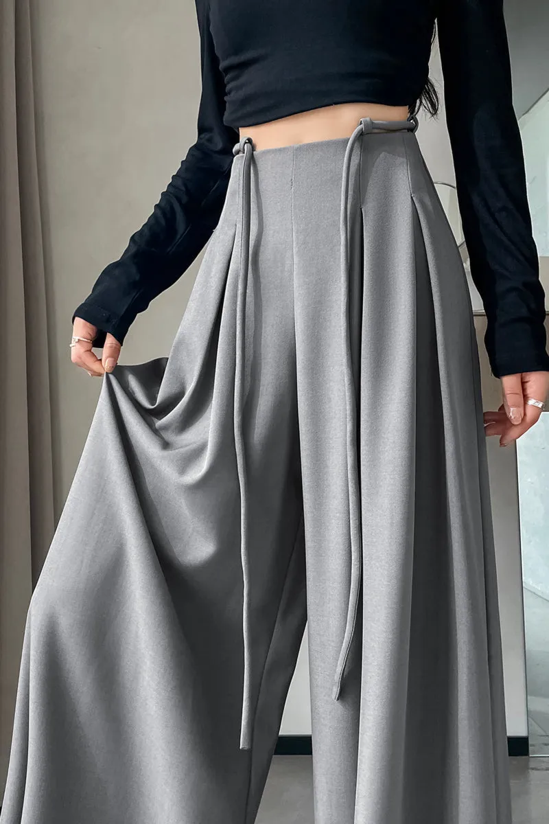 Comfortable Wide-Leg Trousers with Drawstring Waist for Women