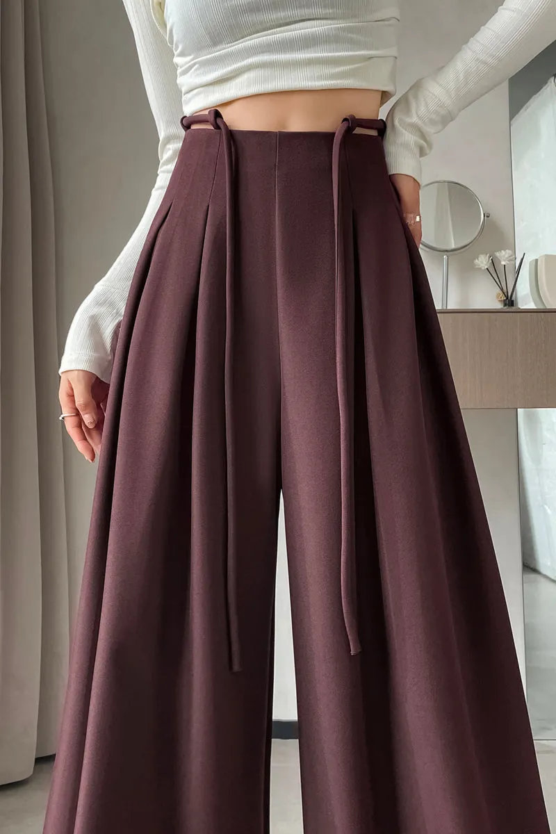 Comfortable Wide-Leg Trousers with Drawstring Waist for Women