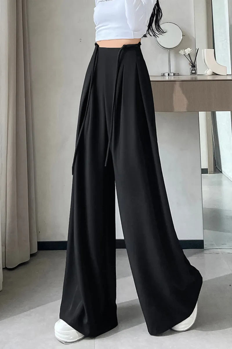 Comfortable Wide-Leg Trousers with Drawstring Waist for Women