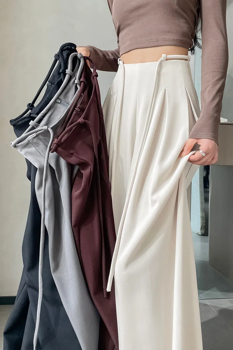Comfortable Wide-Leg Trousers with Drawstring Waist for Women