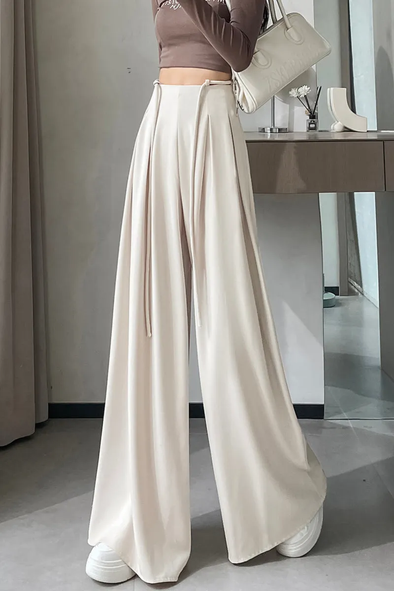 Comfortable Wide-Leg Trousers with Drawstring Waist for Women