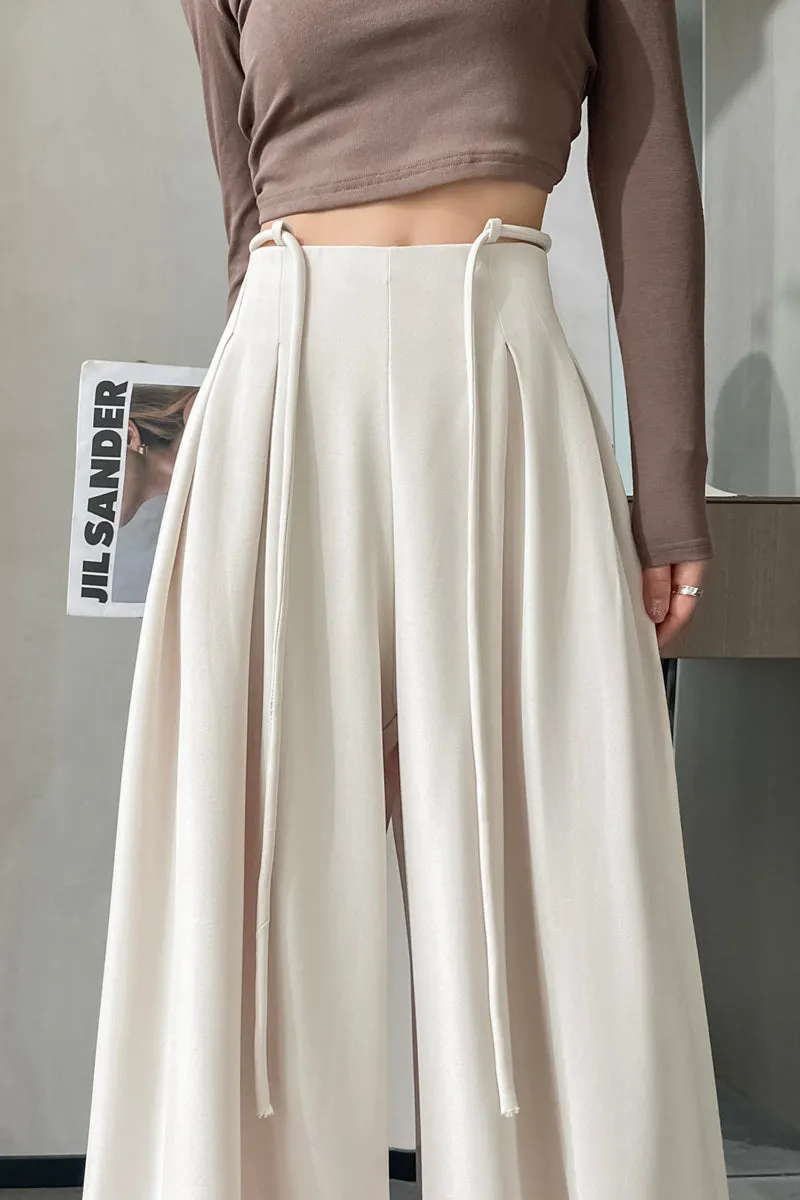 Comfortable Wide-Leg Trousers with Drawstring Waist for Women