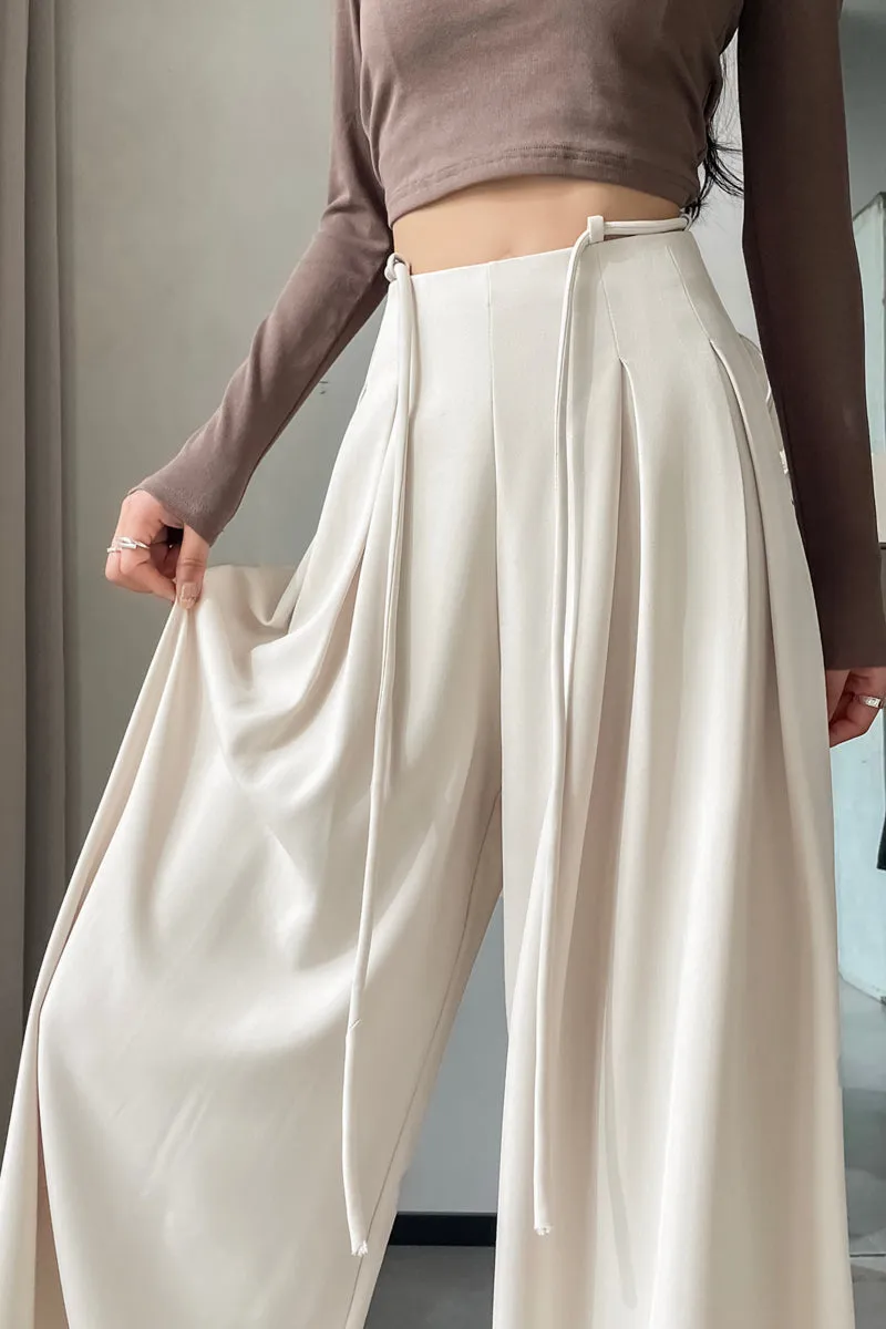 Comfortable Wide-Leg Trousers with Drawstring Waist for Women