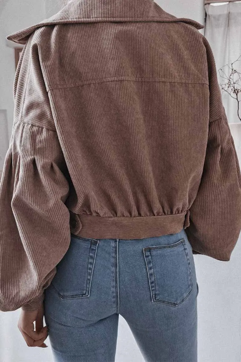 Corduroy Long Sleeve Coat Tops