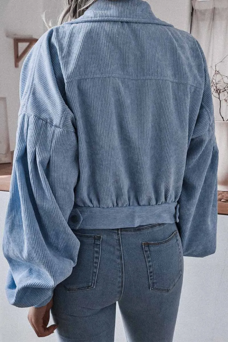 Corduroy Long Sleeve Coat Tops