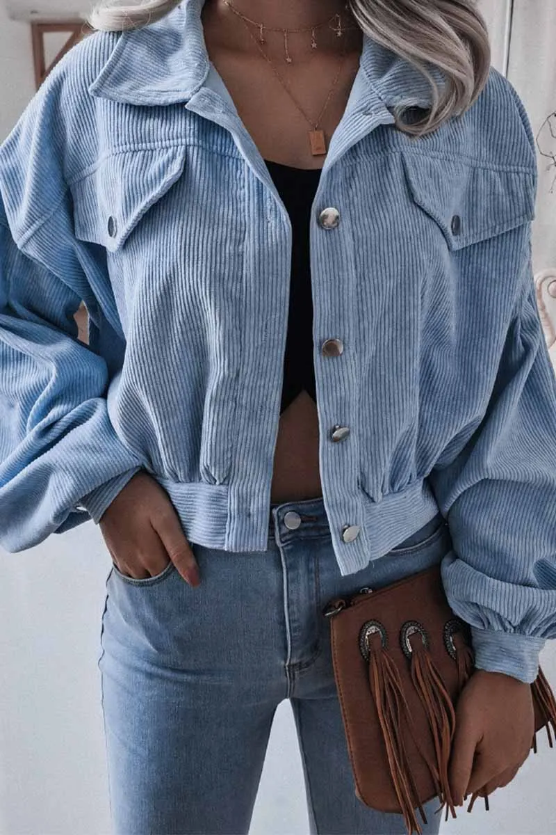 Corduroy Long Sleeve Coat Tops