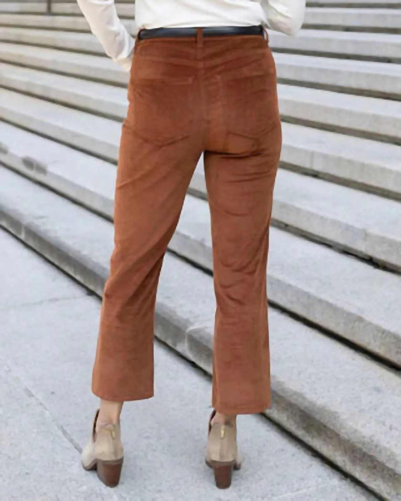 Corduroy Straight Leg Pants In Brown