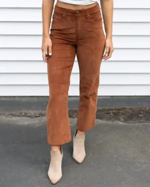 Corduroy Straight Leg Pants In Brown