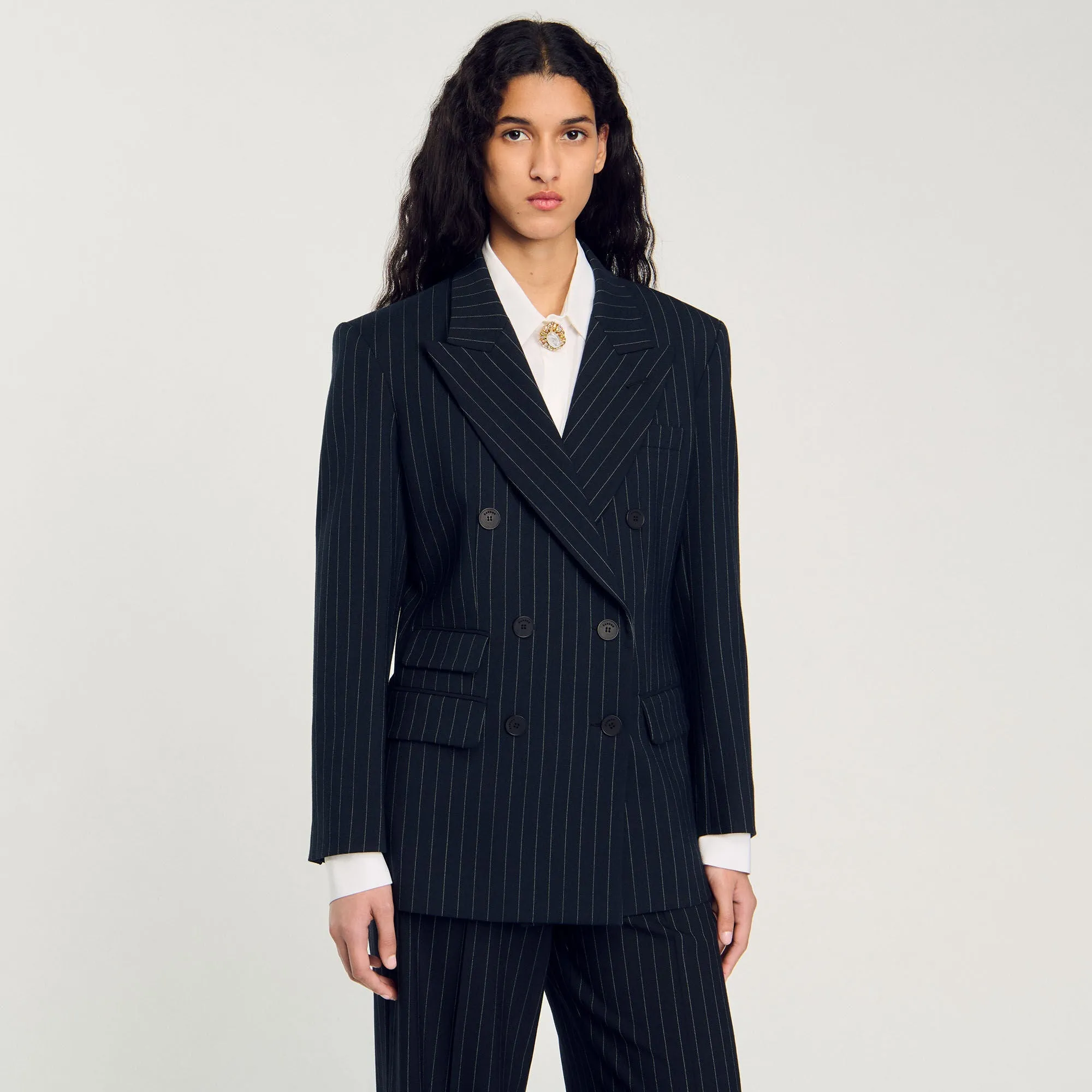 Courbevoie Striped Suit Jacket Black