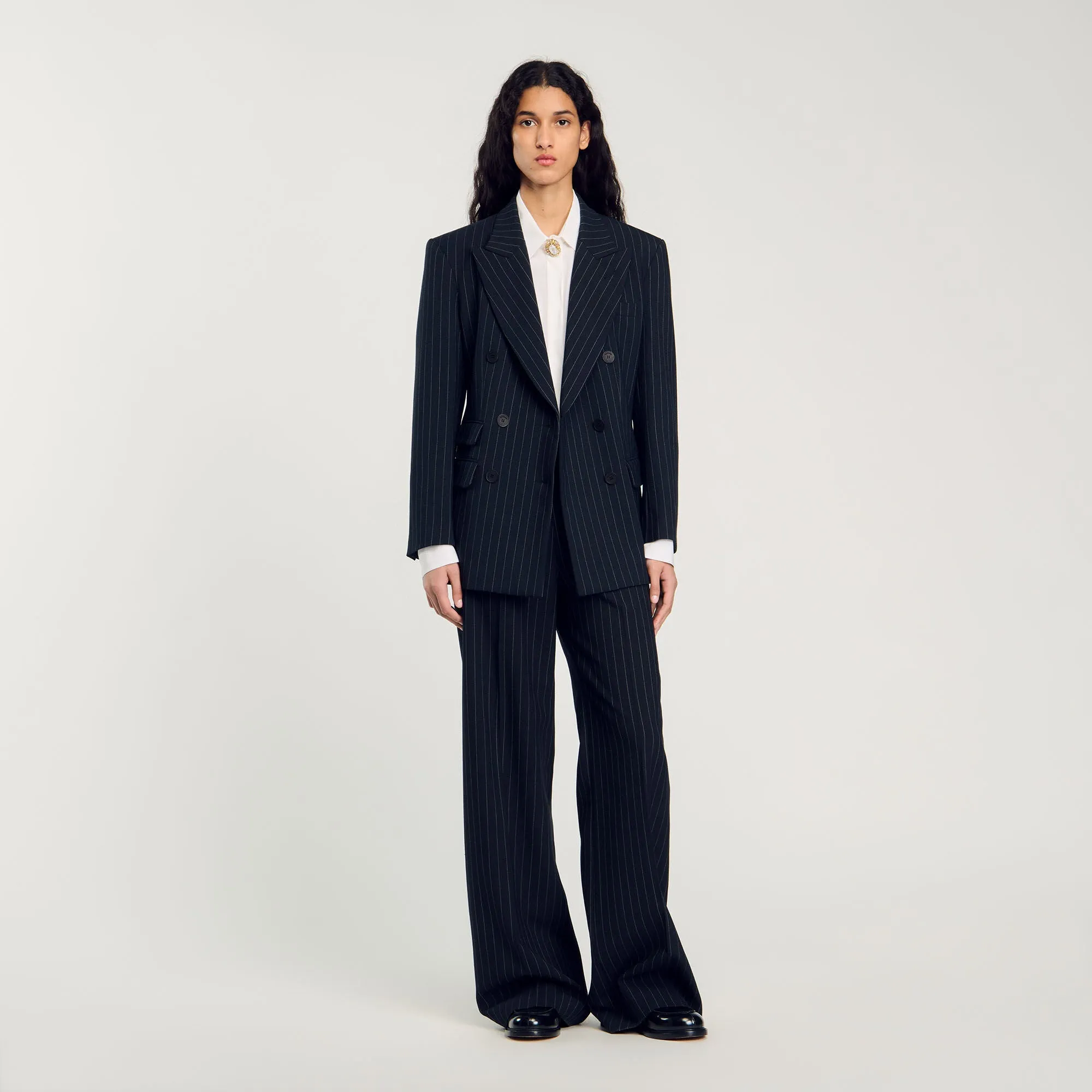 Courbevoie Striped Suit Jacket Black