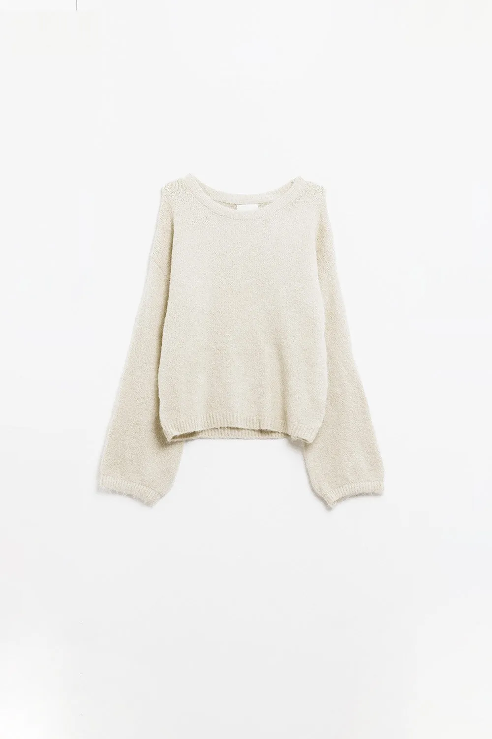 Cozy Balloon Sleeve Jumper in Cream