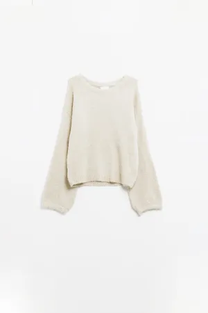 Cozy Balloon Sleeve Jumper in Cream