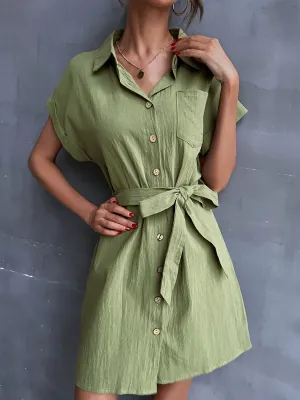 Cressida Linen Dress - Army Green