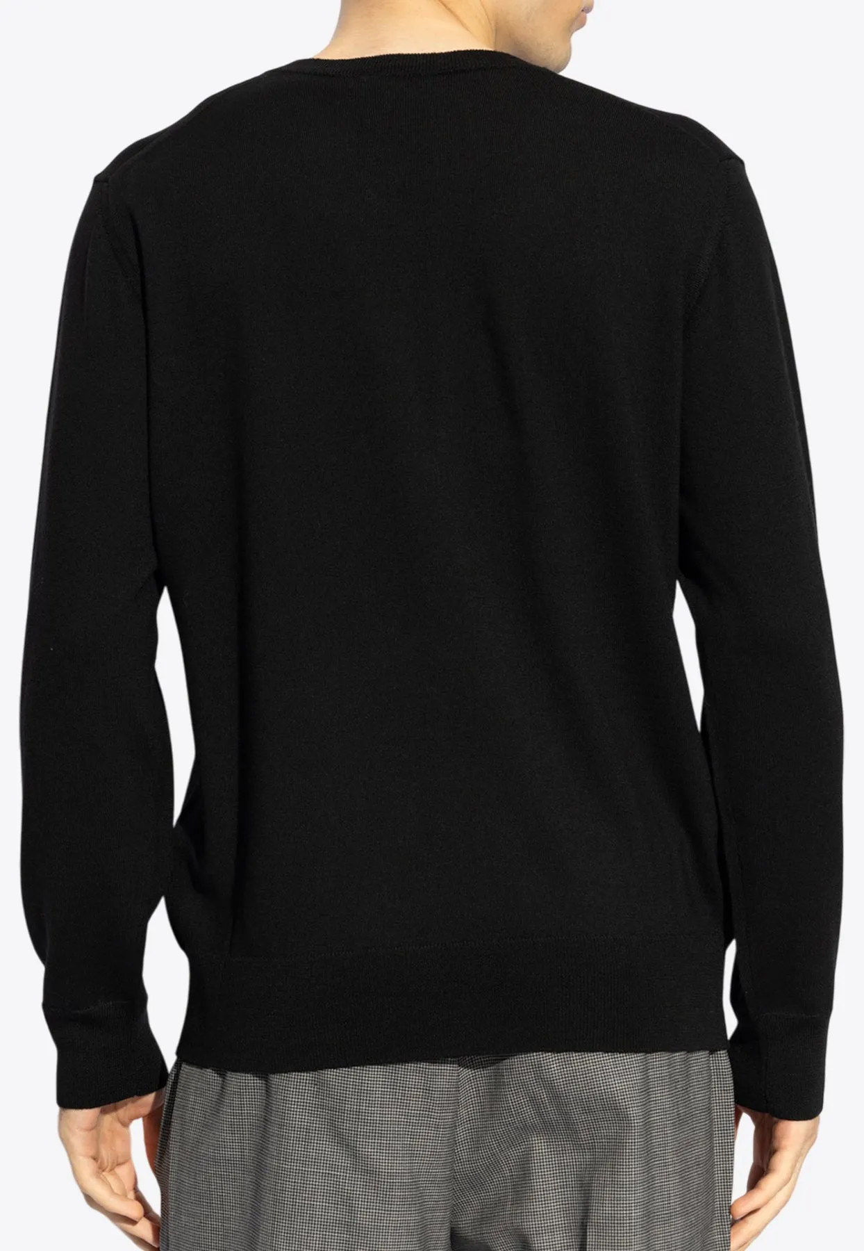 Crewneck Wool Sweater with Embroidered-Logo