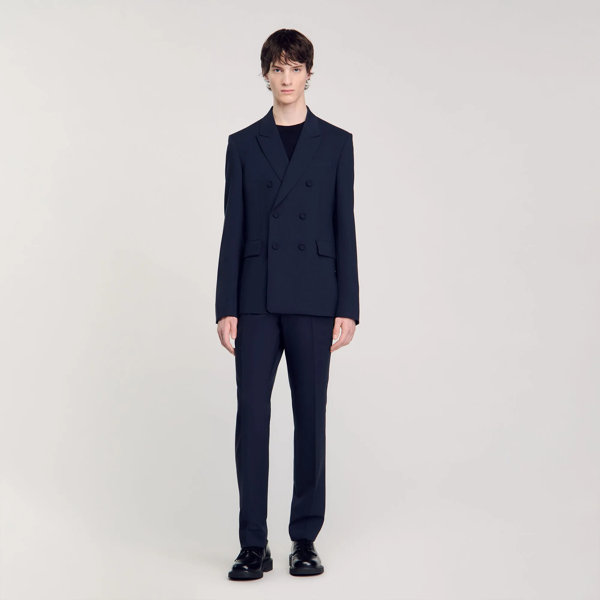 Croise Mode Veste Double Breasted Suit Jacket Navy Blue