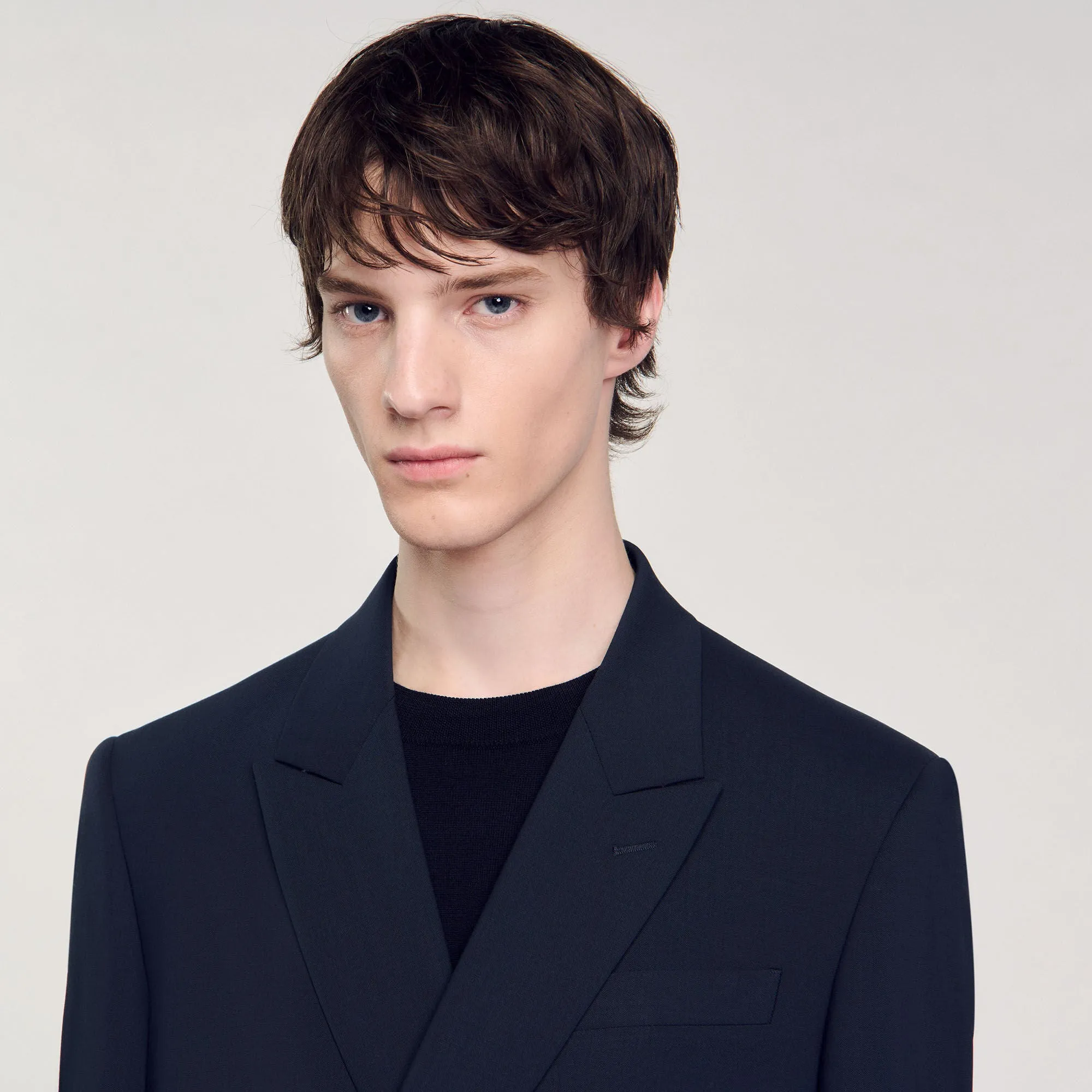 Croise Mode Veste Double Breasted Suit Jacket Navy Blue