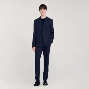 Croise Mode Veste Double Breasted Suit Jacket Navy Blue
