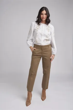 Cropped Straight Leg Pant Brown