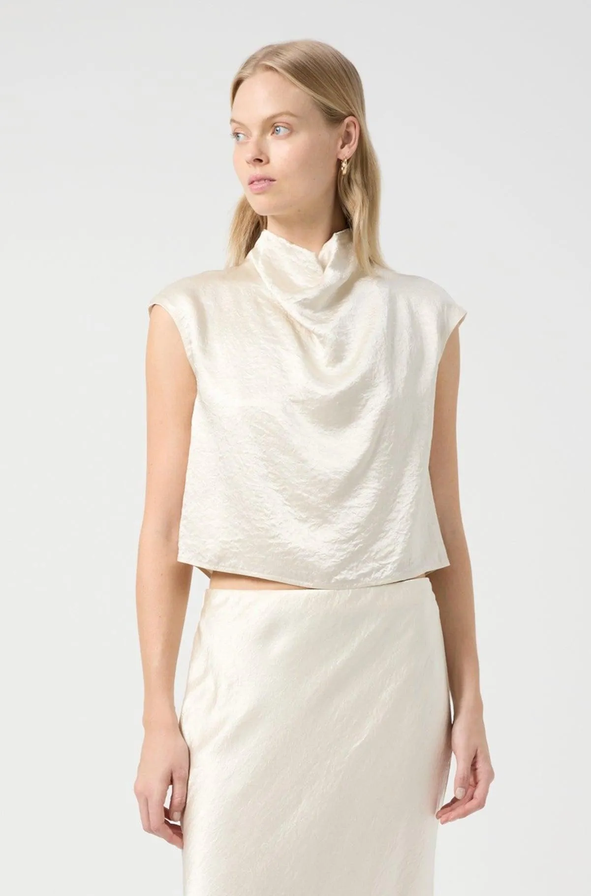 CRUSH DRAPE TANK | CREAM