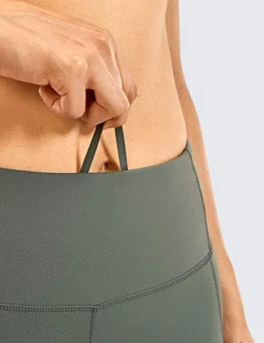 CRZ YOGA Women's Naked Feeling Workout Leggings 25 Inches - High Waisted Yoga Pants with Side Pockets Grey Sage