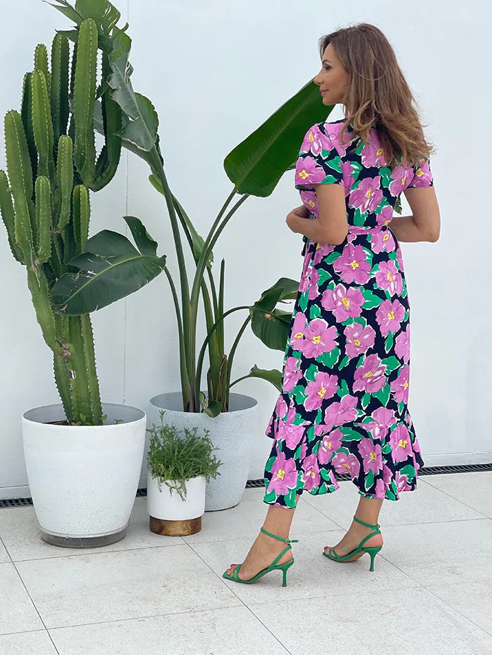 Daisy Days Wrap Dress - Navy