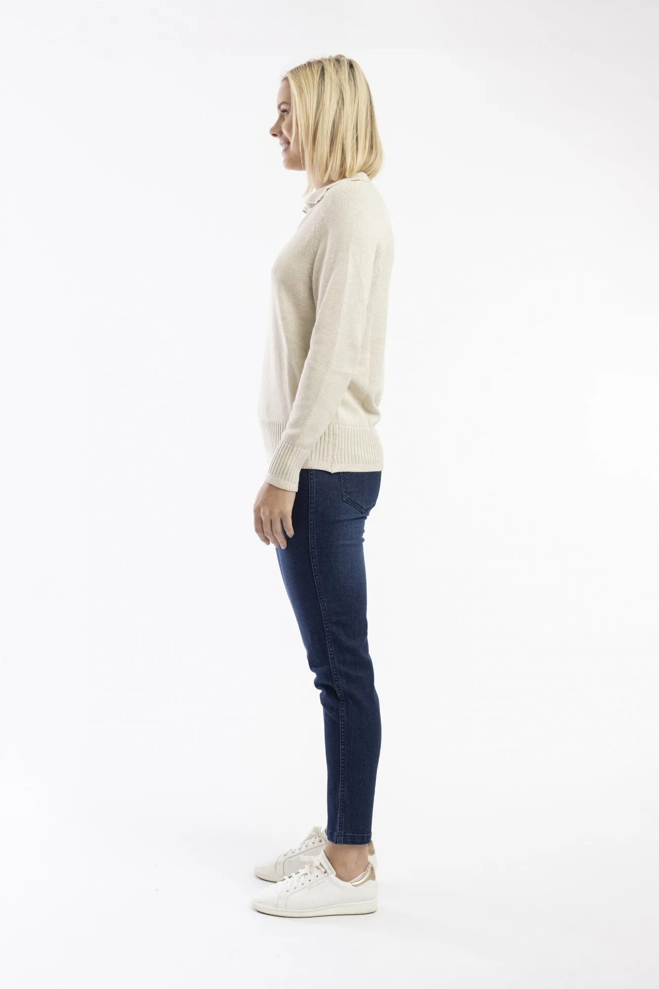 Dark Denim Pull On Jeans - Orientique