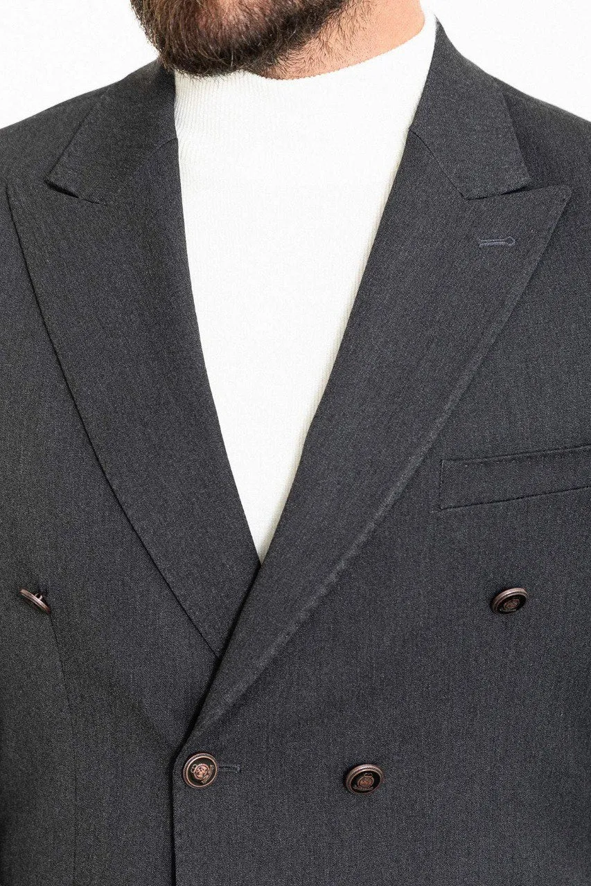 Dark Grey Double-Breasted Blazer