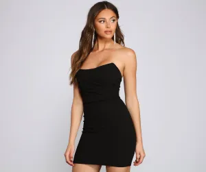 Date Night Stylish Strapless Crepe Dress
