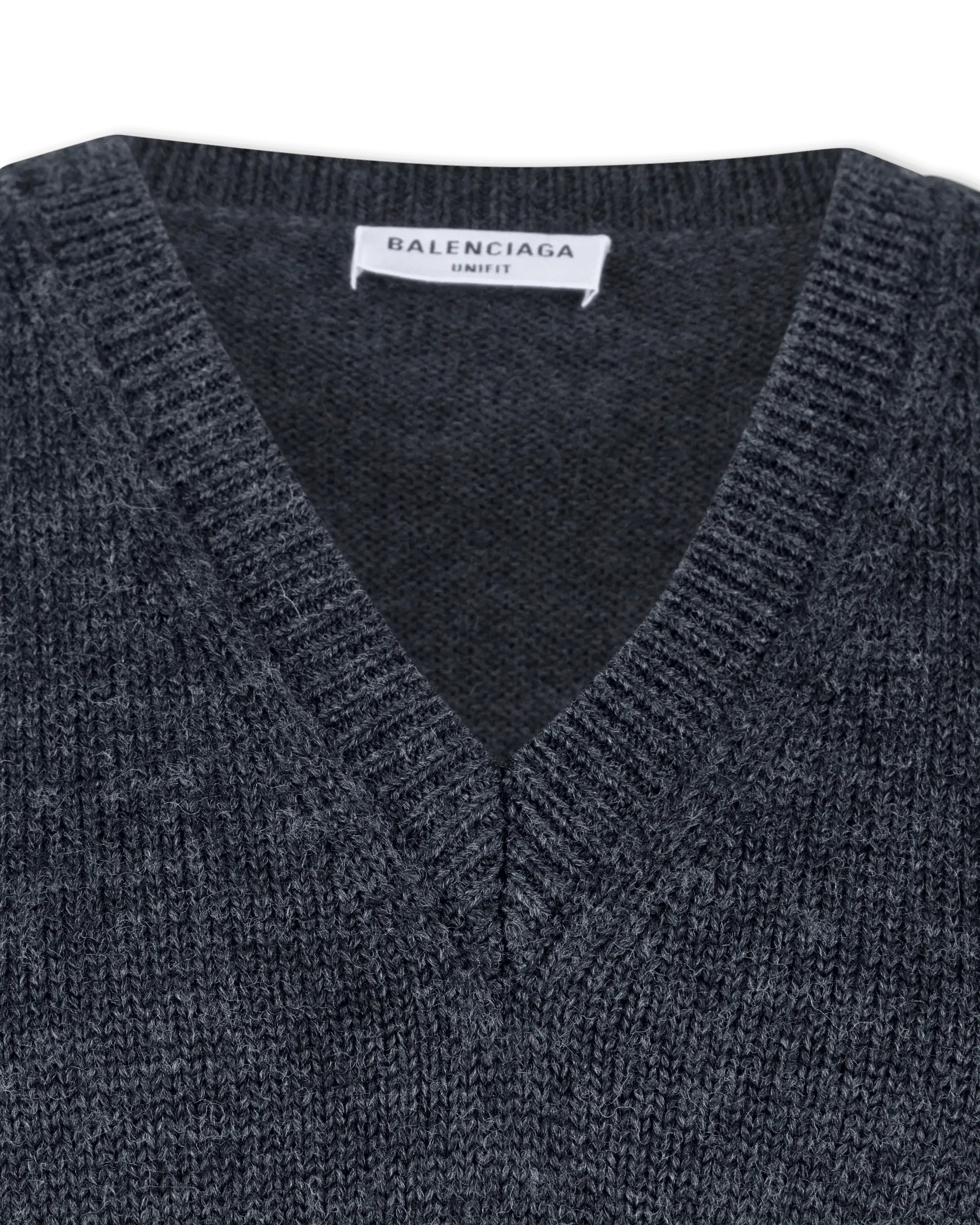 Distressed Wool V-Neck Sweater