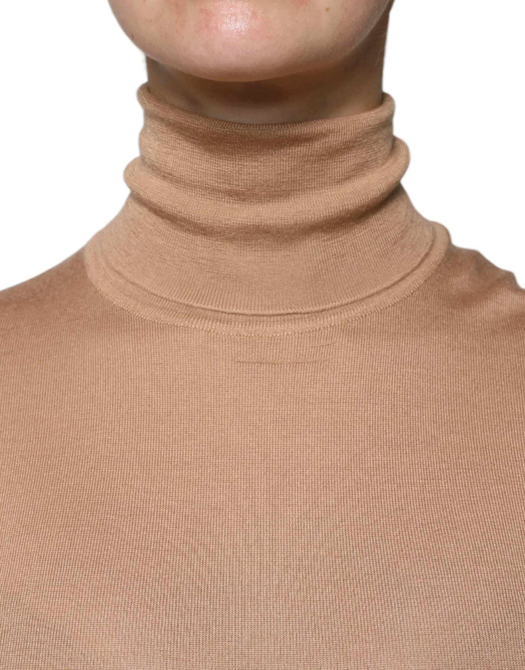 Dolce & Gabbana Brown Turtleneck Long Sleeve Pullover Sweater
