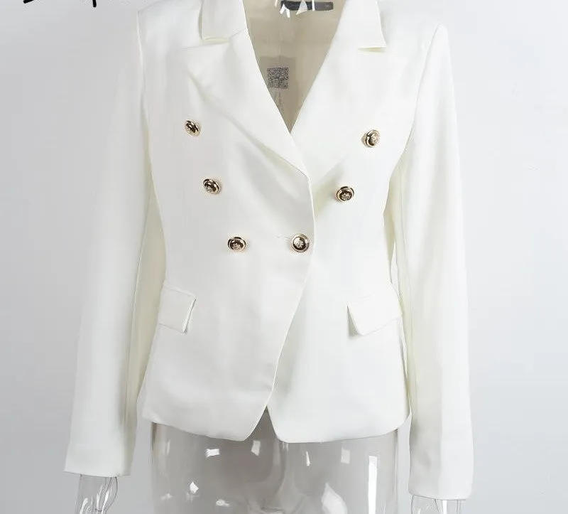 Double Breasted Blazer Coat Elegant Slim Suit Jacket Gigi Hadid Style
