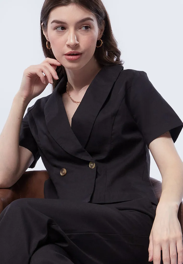 Double Breasted Short Sleeve Blazer