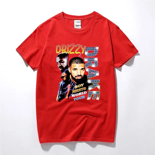 Drizzy Drake Boy Meets World Tour Men t shirt New Summer Hip hop Shirt Camisetas Hombre Streetwear Cotton Short Sleeve T-shirt