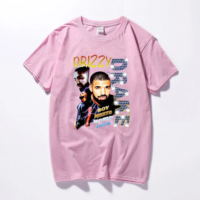 Drizzy Drake Boy Meets World Tour Men t shirt New Summer Hip hop Shirt Camisetas Hombre Streetwear Cotton Short Sleeve T-shirt