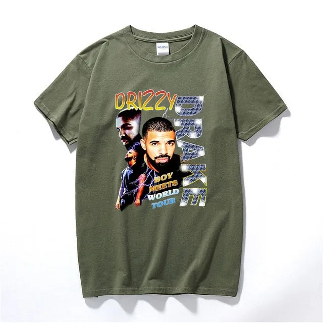 Drizzy Drake Boy Meets World Tour Men t shirt New Summer Hip hop Shirt Camisetas Hombre Streetwear Cotton Short Sleeve T-shirt