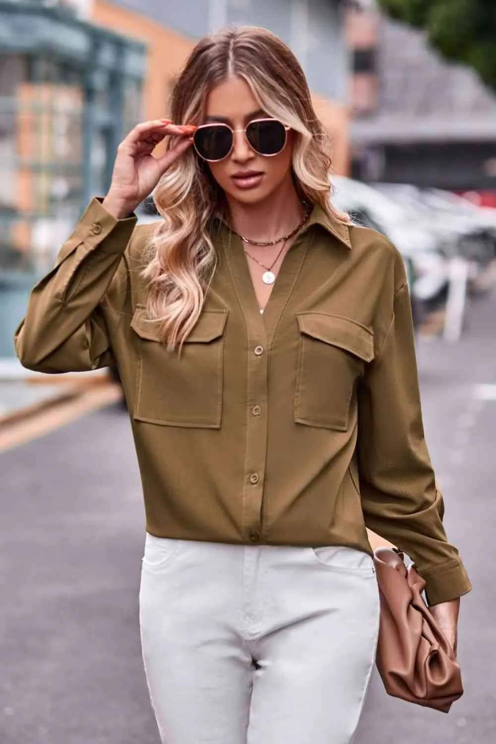 Dropped Shoulder Longline Shirt with Pockets (6 Colors)