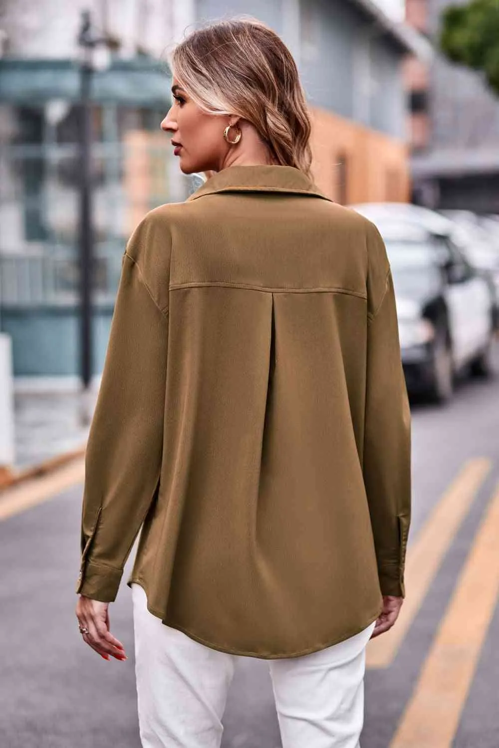 Dropped Shoulder Longline Shirt with Pockets (6 Colors)