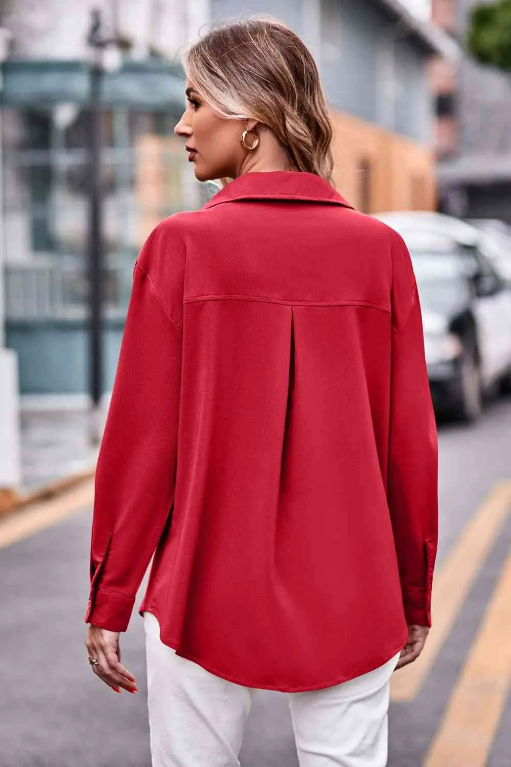 Dropped Shoulder Longline Shirt with Pockets (6 Colors)