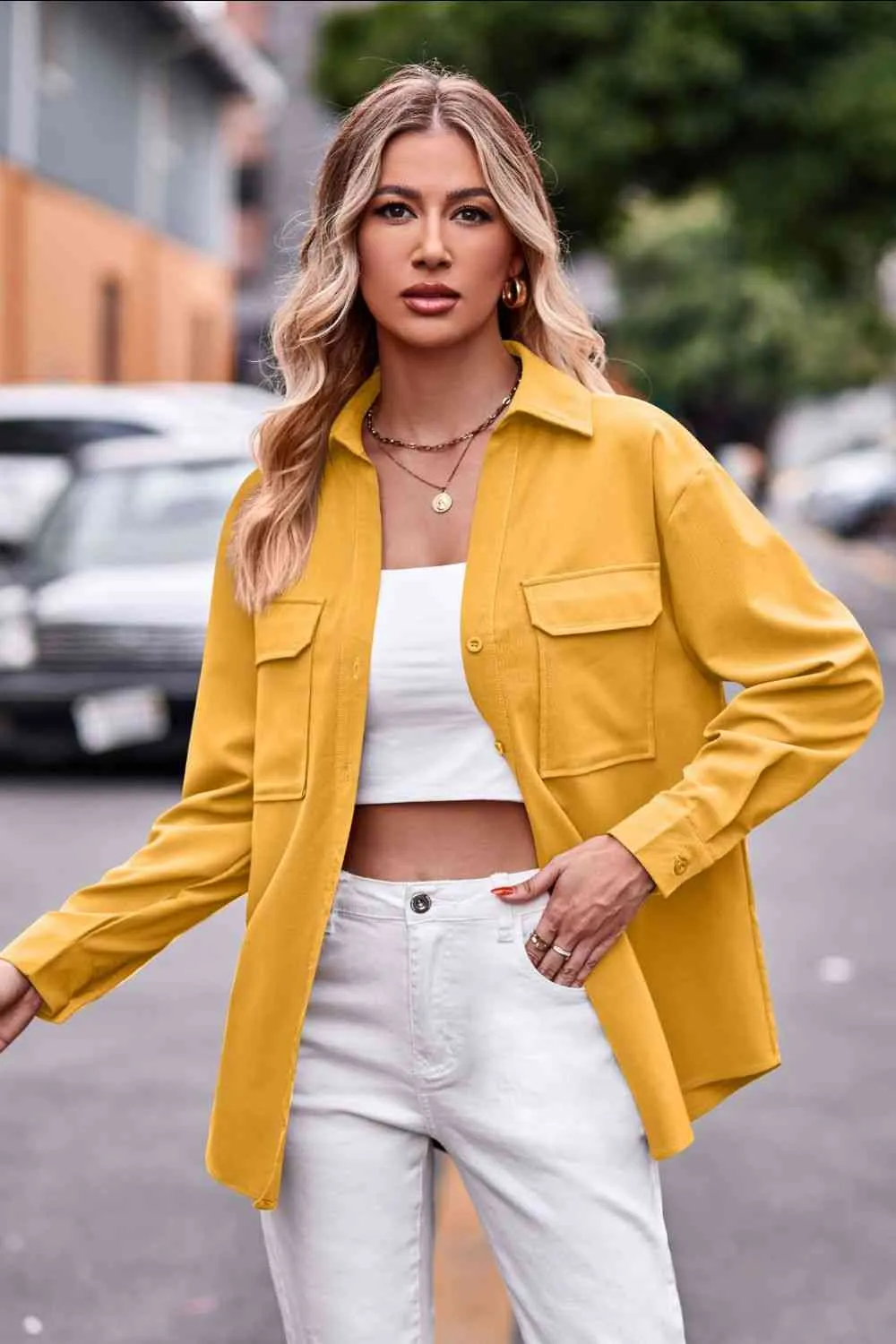 Dropped Shoulder Longline Shirt with Pockets (6 Colors)