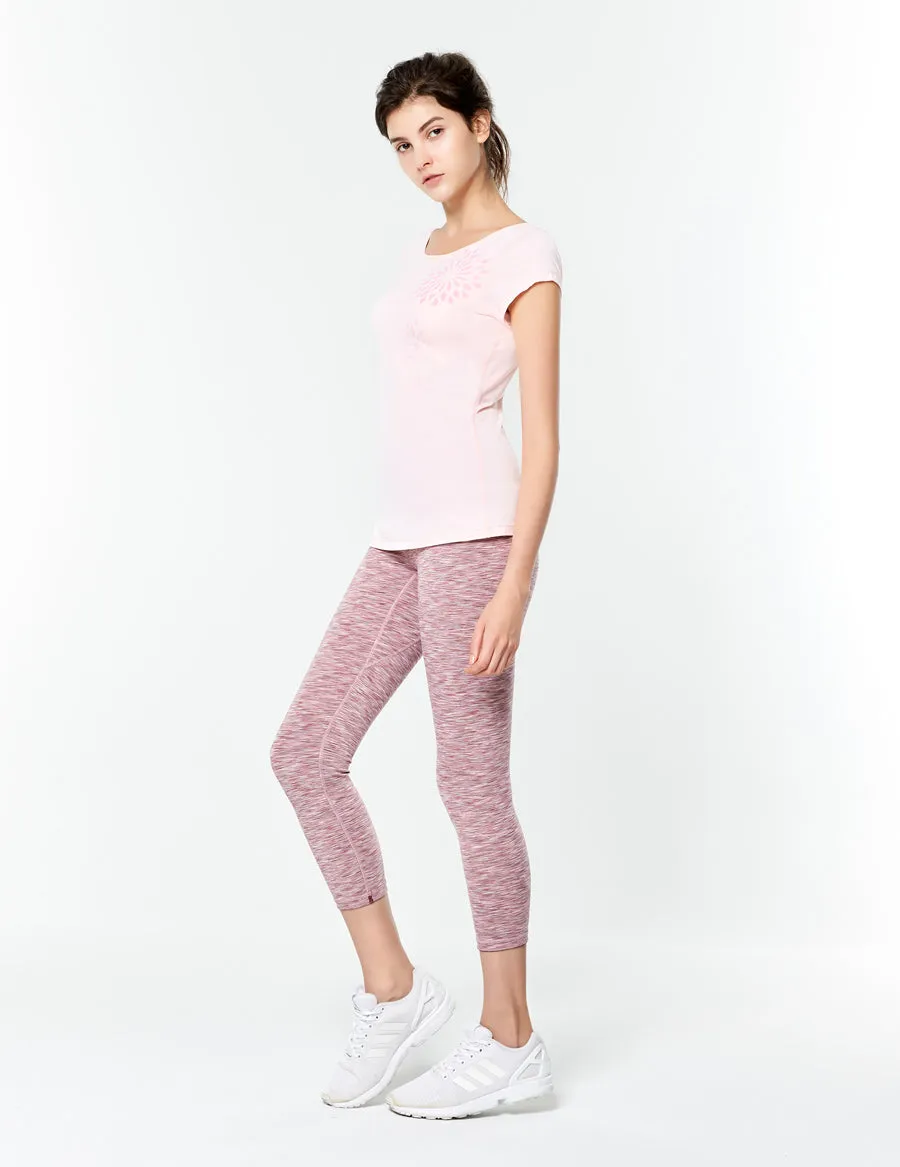 easyoga LESPIRO Strike Out Cropped Tights - X12 Berry/Mint Stripe