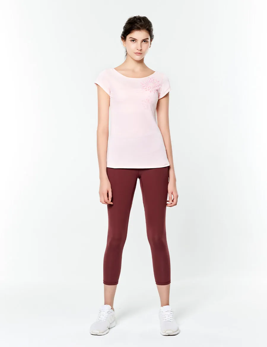 easyoga LESPIRO Strike Out Cropped Tights - X12 Berry/Mint Stripe