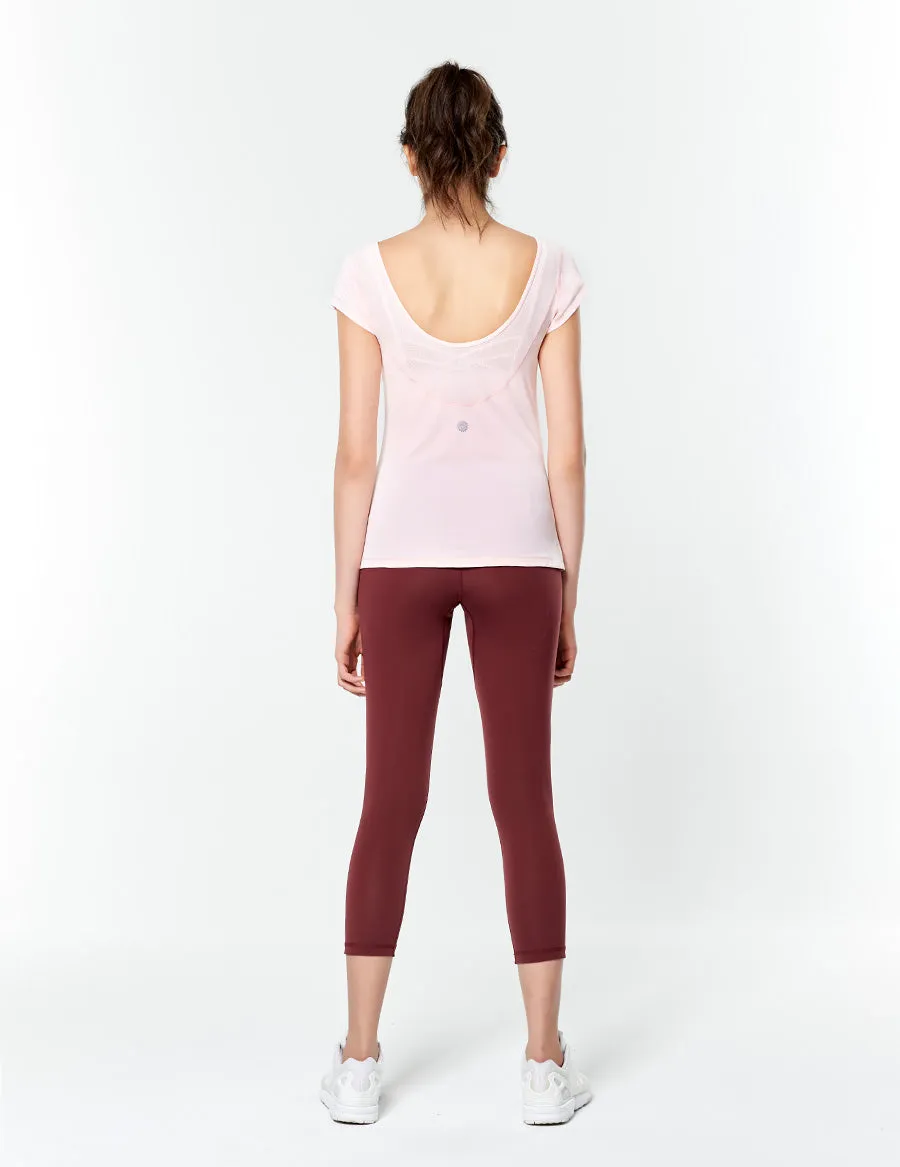 easyoga LESPIRO Strike Out Cropped Tights - X12 Berry/Mint Stripe