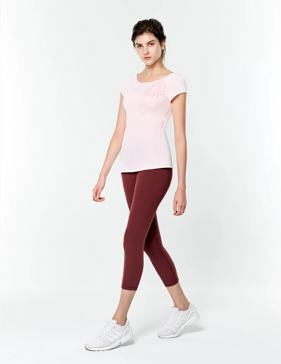 easyoga LESPIRO Strike Out Cropped Tights - X12 Berry/Mint Stripe