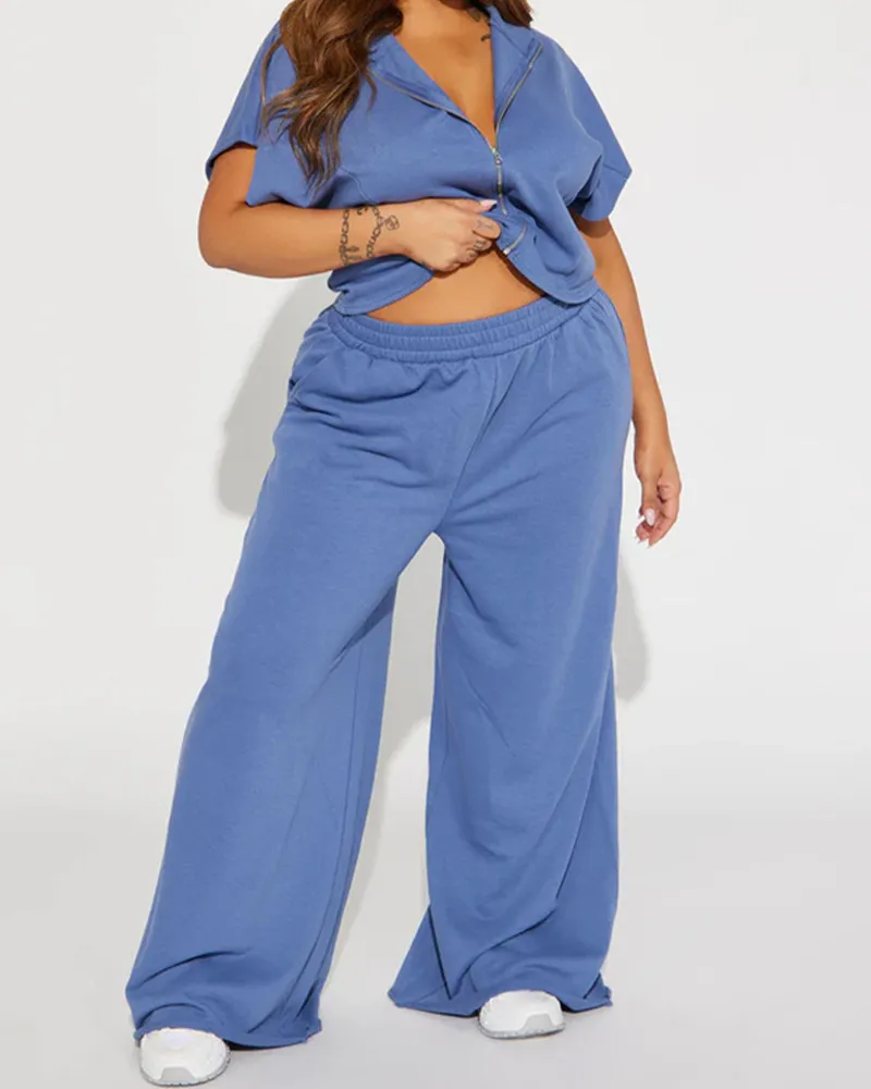 Elastic Waist High-Waisted Loose Trousers