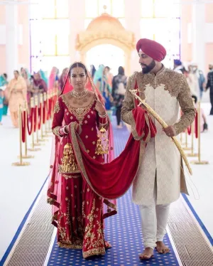 Elegant traditional Bride and Groom complete Punjabi wedding wear # B1949
