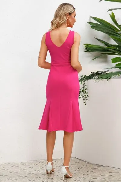 Elena Wide Strap Wrap Fishtail Dress
