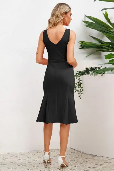 Elena Wide Strap Wrap Fishtail Dress