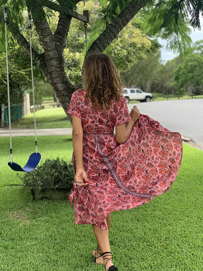 Ella Wrap Dress - Pink
