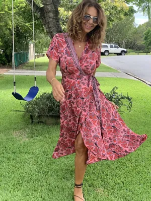 Ella Wrap Dress - Pink